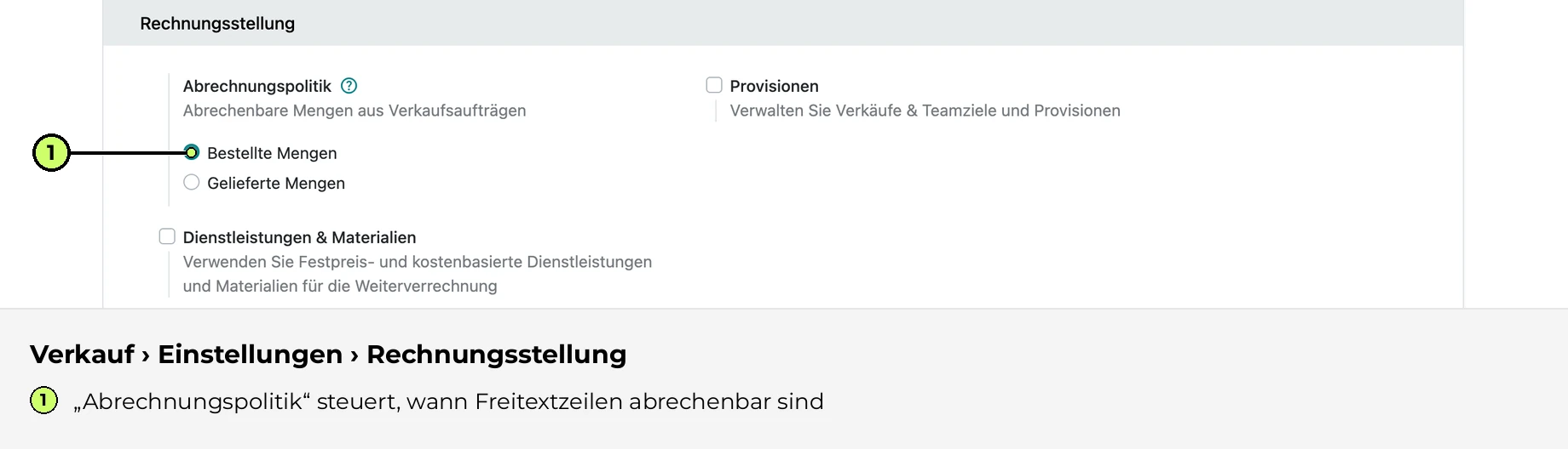 Verkauf › Einstellungen › Rechnungsstellung